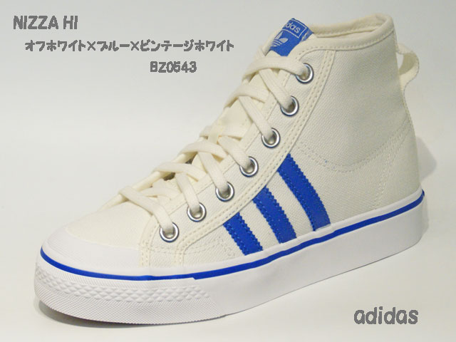 アディダス☆スニーカー【adidas】ニッツァ ハイ (NIZZA HI) / オフホワイト×ブルー×ビンテージホワイト / BZ0543