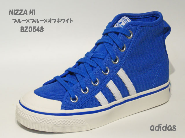 アディダス☆スニーカー【adidas】ニッツァ ハイ (NIZZA HI) / ブルー×ブルー×オフホワイト / BZ0548