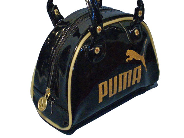 プーマ☆エナメル ミニボストン【puma】フリッターミニグリップ[ブラック/ゴールドフリッター]　(PB8078-2090)